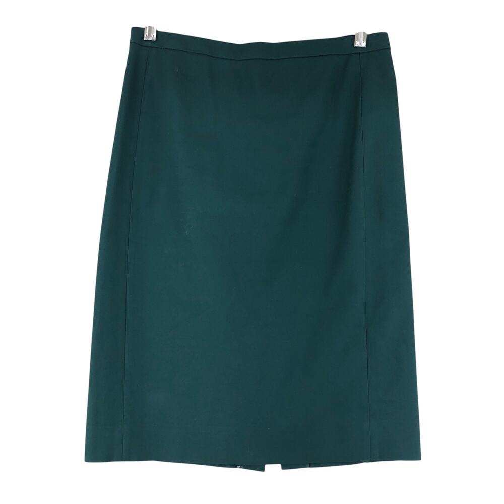 J Crew Womens Size 2 Skirt Pencil Straight Zip Rear Slit Career Dark Green